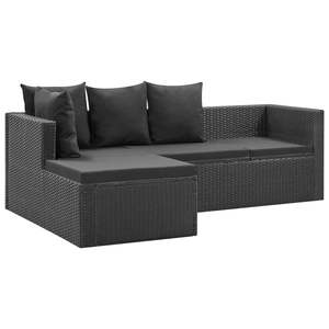 Conjunto de Sofás Grandes para Jardín en Ratán PE Negro con Acero con Recubrimiento en Polvo y Vidrio, Muebles de Exterior Premium - Product Image 5