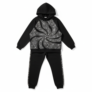 High Quality 100% Cotton Custom Design Heavy Weight Men <b>Tracksuit</b> With Rhinestones Wholesale Men <b>Tracksuit</b> For Sale - Product Image 1