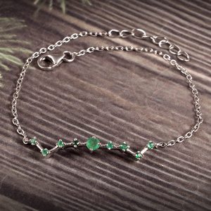 Natural Round Emerald Sterling <b>Silver</b> Vintage Charm <b>Bracelet</b> for Women IGI Certified Luxury Fine Jewelry Christmas Gift - Product Image 1