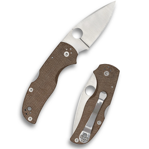 Couteaux pliants d'extérieur haut de gamme avec manche texturé marron, lame pointue en acier inoxydable, trou pour le pouce et clip métallique - Product Image 2