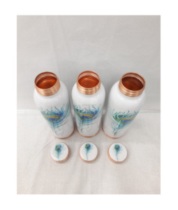 Botella de agua de cobre hecha a mano con beneficios ayurvédicos y tapa a prueba de fugas para uso diario - Product Image 2