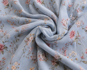 Tissu Crêpe Naturel Plat en Polyester/Coton Dobby Tissé, Décontracté, Biologique, Respirant, Léger, à Motifs Floraux, Écologique et Doux - Product Image 3