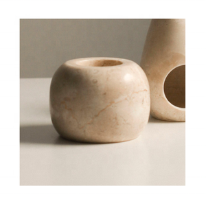 Portavelas Redondo de Mármol Fósil de Alta Calidad Hecho a Mano para Decoración del Hogar con Logotipo Personalizable para Pascua - Product Image 3