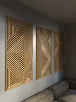Panneau mural en bois géométrique moderne, décoration murale en bois artisanale pour salon, chambre et décoration intérieure