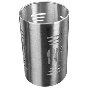 Latest Silver Finished Metal Farmhouse Utensil Holder Flatware Caddy <b>Vintage</b> Style Round Shape Kitchen Organizer - Product Image 2