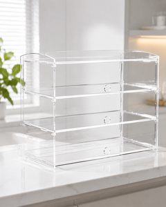 <b>Plastic</b> Glossy Rectangle Modern Donuts Cakes Display Storage Case <b>Lid</b> 1-3L Capacity for Freshness Preservation Pastries Desserts - Product Image 5