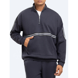 เสื้อสเวตเชิ้ตผู้ชายคุณภาพสูงแบบซิป OEM ชุดกีฬาแบบกำหนดเอง เสื้อผ้าลำลองสำหรับฤดูใบไม้ผลิ ชุดวอร์มแบบย้อมสีพื้น ปี 2026 - Product Image 4