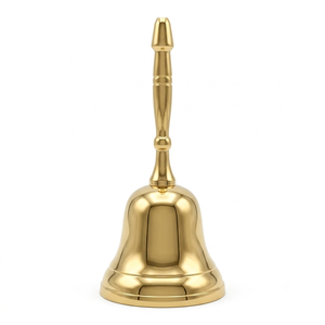 Cloche de prière en laiton à long manche et base évasée pour la prière traditionnelle hindoue, les rituels du temple et les rituels quotidiens du mandir - Product Image 1