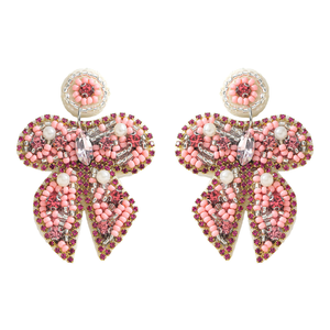 New Elegant Bohemian Beads Women's Classic <b>Sweet</b> Pink Rice Beads Beads Rhinestone Bow Women's BY MULTI CRAFT - Product Image 2
