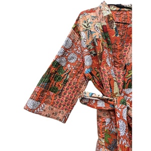 Kimono de retazos Kantha de algodón Vintage indio hecho a mano, diseño único, diferentes patrones, tejido cosido a mano, térmico de verano - Product Image 5