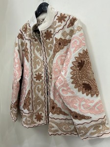 Timeless Statement Piece Hand Embroidered Suzani <b>Velvet</b> Jacket Boho Artisan Outerwear Relax Look Stand Collar Cotton Lined <b>Coat</b> - Product Image 5