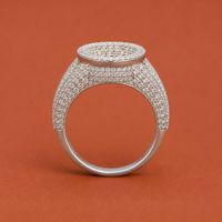 Bague de rappeur Hip Hop Iced Out en Argent Sterling 925 avec Moissanite VVS taille baguette et ronde, entièrement sertie