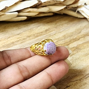 High Demand Turquoise <b>Rings</b> <b>Boho</b> Brass <b>Ring</b> For Women 18k Gold Plated Filigree Vintage Design Ethnic <b>Ring</b> For Wholesale/OEM/ODM - Product Image 6