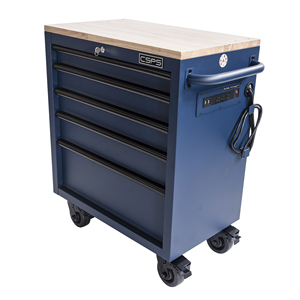 Wholesale 76cm Blue 5 Drawer <b>Lockable</b> Rolling Tool <b>Cabinet</b> with Wood Top for Garage Workshop <b>Storage</b> - Product Image 3