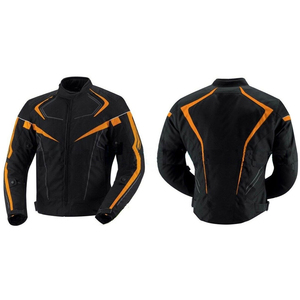 Chaqueta de Motocicleta Negra y Naranja para Hombre, Manga Larga, Resistente al Viento, con Bloques de Color, para Todas las Estaciones, Ropa de Carreras - Product Image 2