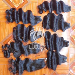 Extension de cheveux humains vierges vietnamiens, vente en gros de cheveux vietnamiens Remy trame de machine ondulée naturelle 8-32 pouces - Product Image 3