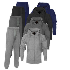 Ensemble de survêtement pour homme en molleton uni, spandex/coton, sweat-shirt à capuche et pantalon de survêtement, coupe ample et oversize - Product Image 2