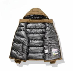 Chaqueta Acolchada con Capucha para Hombre, Invierno, Casual, Gruesa, Resistente al Viento, Cierre Frontal con Cremallera, Diseño a Cuadros, Largo Regular, Relleno de Poliéster - Product Image 4