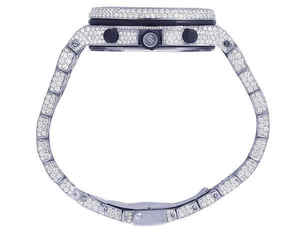 Bijoux noirs de l'océan A.P. Montre chronographe à quartz en acier inoxydable, style Crone célèbre, avec diamants Moissanite VVS, style Hip Hop Bling - Product Image 4