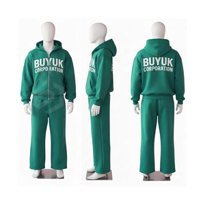 Chándal con capucha y cremallera para hombre, estilo holgado, con estampado, lavado ácido, ecológico, 100% algodón polar, ligero, cómodo y oversize - Product Image 3