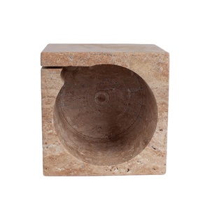 Porte-papier toilette en travertin beige, pierre naturelle, décoration murale de salle de bain, hôtel, spa, villa, ensemble d'accessoires de salle de bain de luxe - Product Image 5