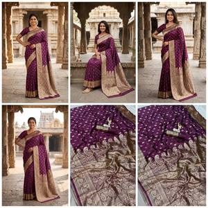 ผ้าไหมบาเนราซีสีแดงเข้ม ประดับด้วยงานปักดิ้นทองอย่างประณีต เหมาะสำหรับงานแต่งงาน งานเทศกาล และงานพิธีแบบดั้งเดิมที่สง่างาม - Product Image 2