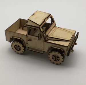 Wooden DIY Pickup Truck 3D Puzzle <b>Model</b> <b>Kit</b> | Off-Road Utility Vehicle Assembly Toy | Laser Cut STEM Educational Wooden Craft - Product Image 1