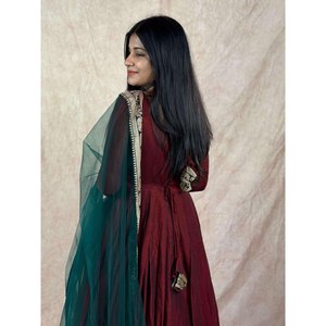 Beautiful <b>Red</b> Wedding Apparel Elegant Gown and Dupatta Size XL for Party Wear JC Brand - Product Image 3
