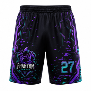 Pantalones Cortos Sublimados Phantom Vortex para Hombre, Transpirables, Cintura Elástica, 100% Poliéster, Ajuste Atlético para Todas las Temporadas - Product Image 1