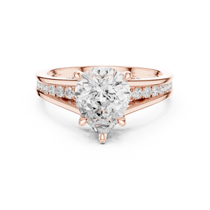 Bague de fiançailles en or rose avec diamant de laboratoire, pierre centrale ovale, perles latérales, bijoux d'anniversaire de mariage pour femme - Product Image 1