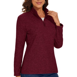 Sweat uni à demi-fermeture éclair sweat-shirt en coton avec logo personnalisé en gros sweat-shirt vierge à demi-fermeture éclair pour femmes - Product Image 2