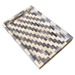 Plateau décoratif en os incrusté de qualité supérieure, coloré, avec poignée, au meilleur prix d'usine - Product Image 3