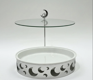 Ensemble de deux plats à gratin personnalisés de forme originale, style Moyen-Orient moderne, avec couvercle en verre, support pour couvercle et chauffe-plat à bougie chauffe-plat - Product Image 2