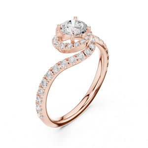 แหวนแต่งงานเพชรทรงกลมเพาะเลี้ยงในห้องปฏิบัติการ ทองคำ 14K สีเหลือง สำหรับผู้หญิง |   เพชรที่เพิ่งเพาะเลี้ยง - Product Image 6