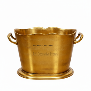 Seau à vin élégant ovale en laiton doré, bac à glace décoratif pour événements, fournitures de fête, articles de bar, seau à champagne - Product Image 1