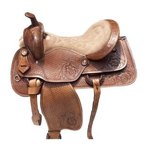 Selle Western en Cuir Véritable avec Arceau en Bois/Plastique pour un Confort Optimal lors de l'Équitation - Product Image 1