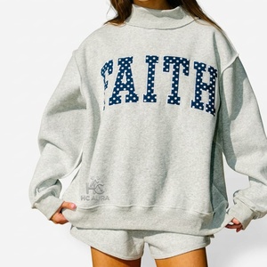Offre Exceptionnelle : Sweat-shirt Streetwear Premium Noir Oversize à Col Montant en Molleton de Coton, Coupe Ample, Décontracté Hiver, Personnalisable - Product Image 2