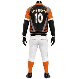 <b>Black</b> and Orange Baseball Jacket and <b>Pants</b> Set Full Sleeve Button Up Top with Matching <b>Pants</b> Professional Team Baseball Gear - Product Image 2