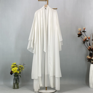 High Quality lightweight Ladies Long Floor Length Abaya Dress <b>Islamic</b> Ethnic Fashion Plain Polyester Chiffon Caftan Style - Product Image 3