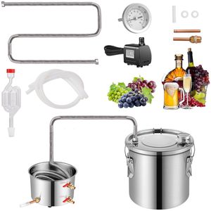 Kit de Destilación de Alcohol de Acero Inoxidable de 3 Gal/11.4 L con Enfriamiento por Serpentín para Elaboración Casera, Refinación y Fermentación de Agua y Alcohol - Product Image 1