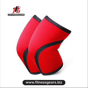 Genouillère en néoprène noir avec bordure rouge, à enfiler, compression, soutien, respirante, protection universelle unisexe toutes saisons - Product Image 1