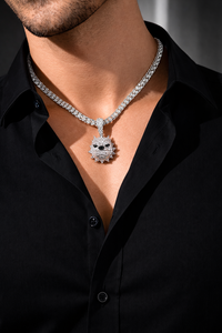 Hip Hop Bulldog Iced Out Pendant Bling Silver Gold 10K 14K Diamond Dog Face <b>Rapper</b> <b>Chain</b> Statement Mens Jewelry Piece - Product Image 5