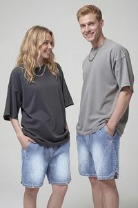 Shorts en jean baggy pour homme, coupe ample, taille élastique, entrejambe de 7 pouces - Product Image 4