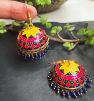 Boucles d'oreilles Jhumka indiennes Meenakari pour femmes, modernes, faites à la main, en métal, pour les fêtes, Diwali, fête des mères, cadeaux de fête, bijoux pour demoiselles d'honneur