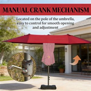 Ombrellone da Terrazzo Rosso Vino con Base, Ombrellone da Esterno per Cortile, Giardino o Spiaggia, Prodotto di Qualità - Product Image 3