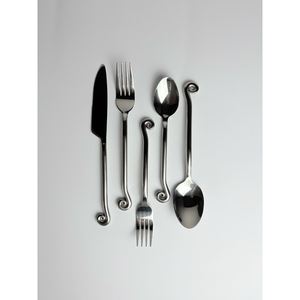 Ensemble de couverts classiques en acier inoxydable martelé noir, modernes, compatibles lave-vaisselle, pour la maison et la restauration - Product Image 2