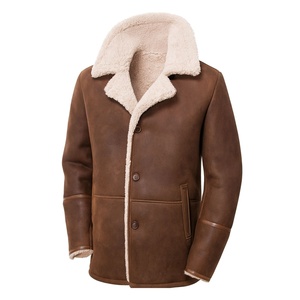 <b>Mens</b> Flying Genuine Shearling Sheepskin Leather Eco-Friendly Waterproof Winter Bomber <b>Jacket</b> Regular Fit Front <b>Jackets</b> - Product Image 1