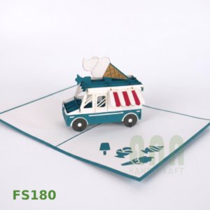 ANN HANDICRAFT FS180 Ice Cream <b>Car</b> Friendship 3D Pop Greeting Cards Custom Die Cutting Printing Thank You Gift Card Art - Product Image 1
