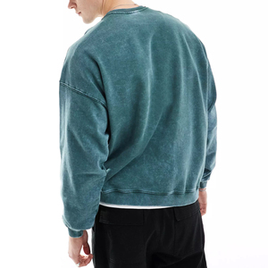 เสื้อสเวตเชิ้ตทรงปกติ ผ้าฝ้ายแท้ 100% หลายสี เสื้อสเวตเชิ้ตผ้าฟลีซแบบสั่งทำพิเศษสำหรับผู้ชาย เสื้อสเวตเชิ้ตแบบฟอกสี บริการ OEM - Product Image 2