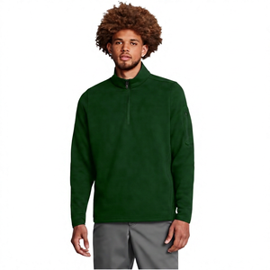 Sudadera de punto transpirable para hombre, negra, con cremallera de un cuarto, cuello alto, corte regular, informal, para otoño - Product Image 3